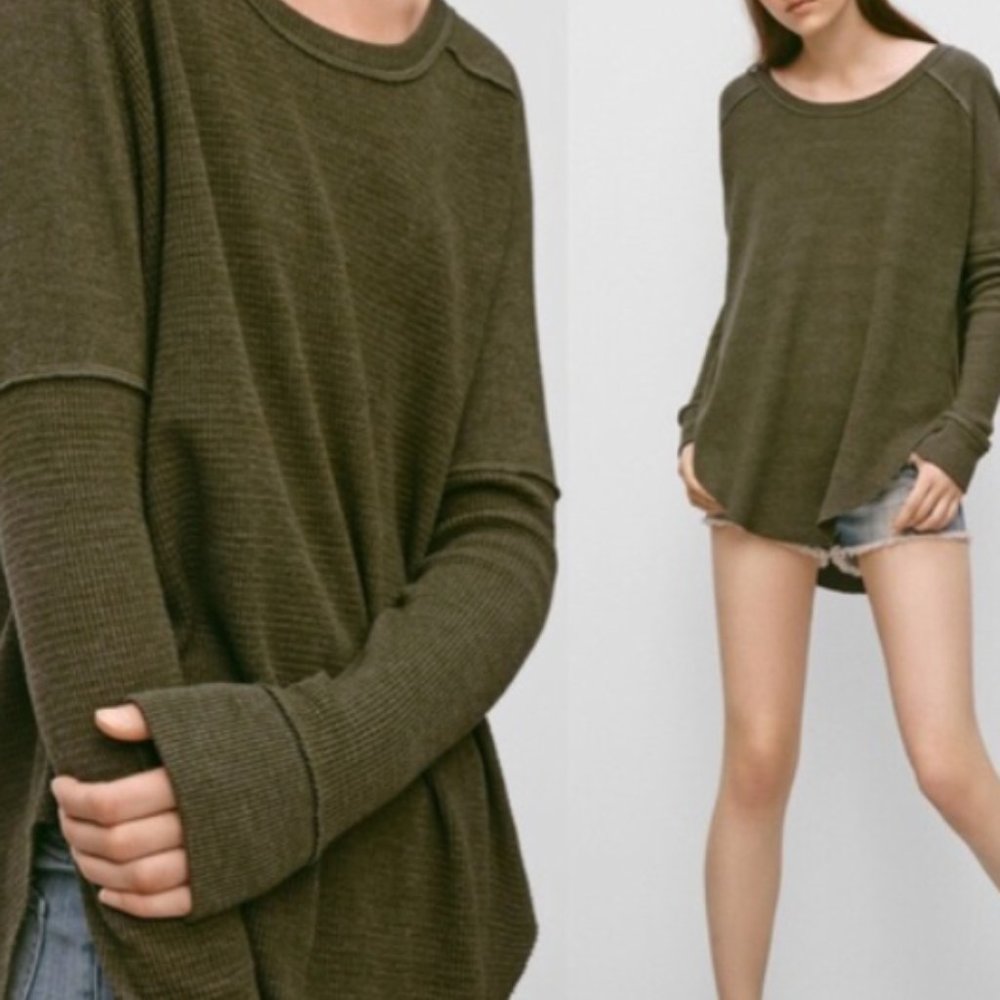 Aritzia TNA Alder Thermal in Gunmetal Green xxs